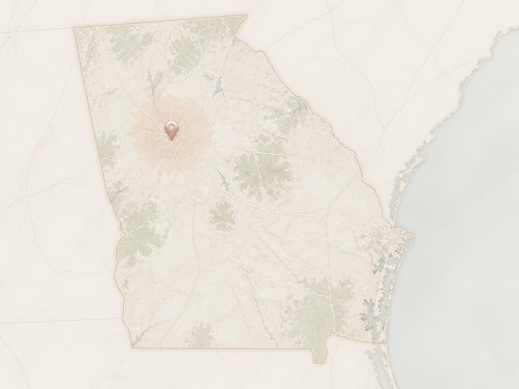 Illustrated map of Georgia marking the Rose Ink Services mobile notary service area